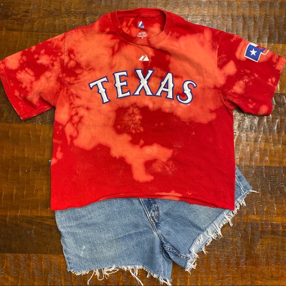 Tops - Texas Rangers Custom Distressed Tshirt
